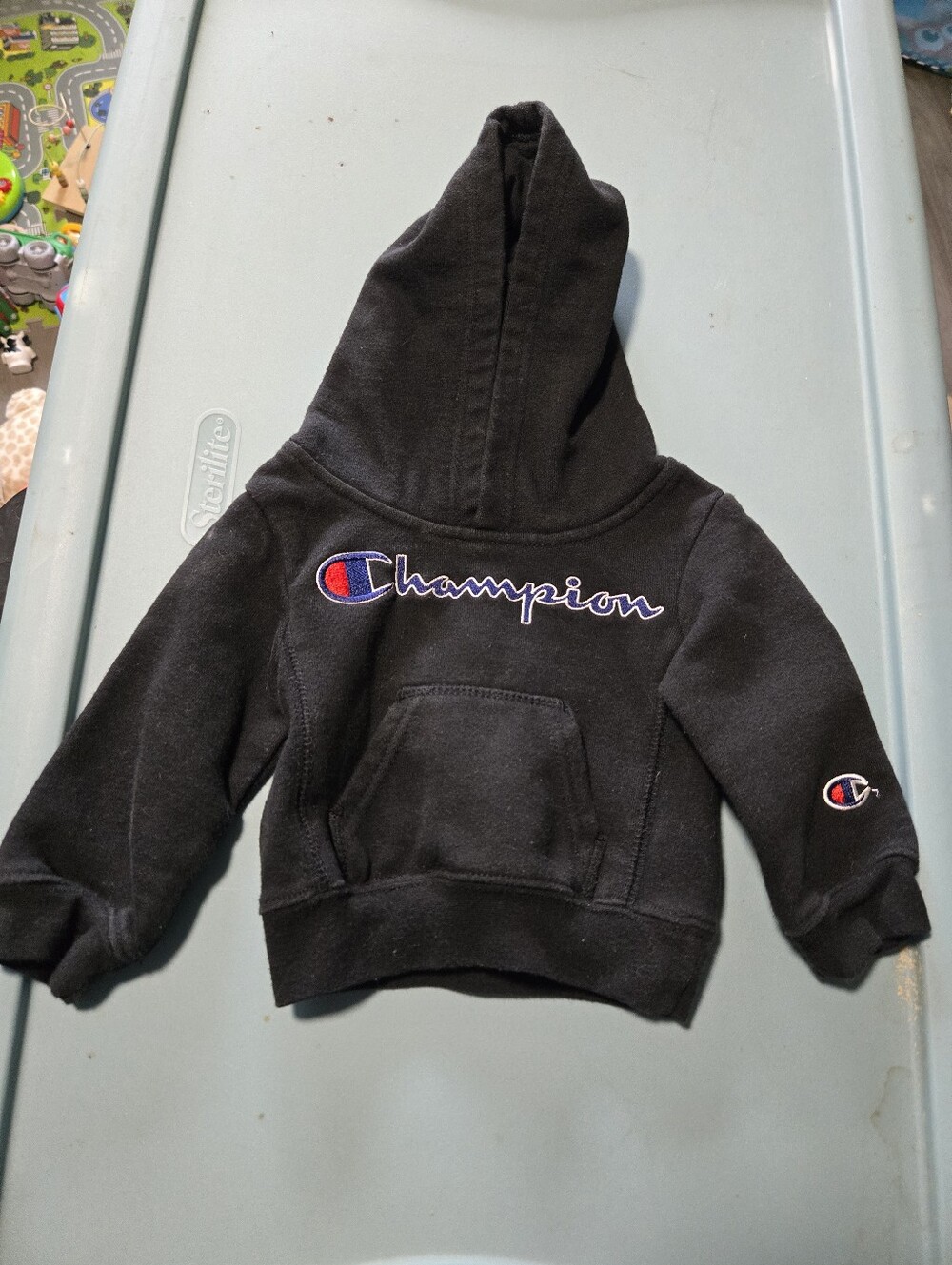 Champion Black Kids Hoodie with Embroidered Logo